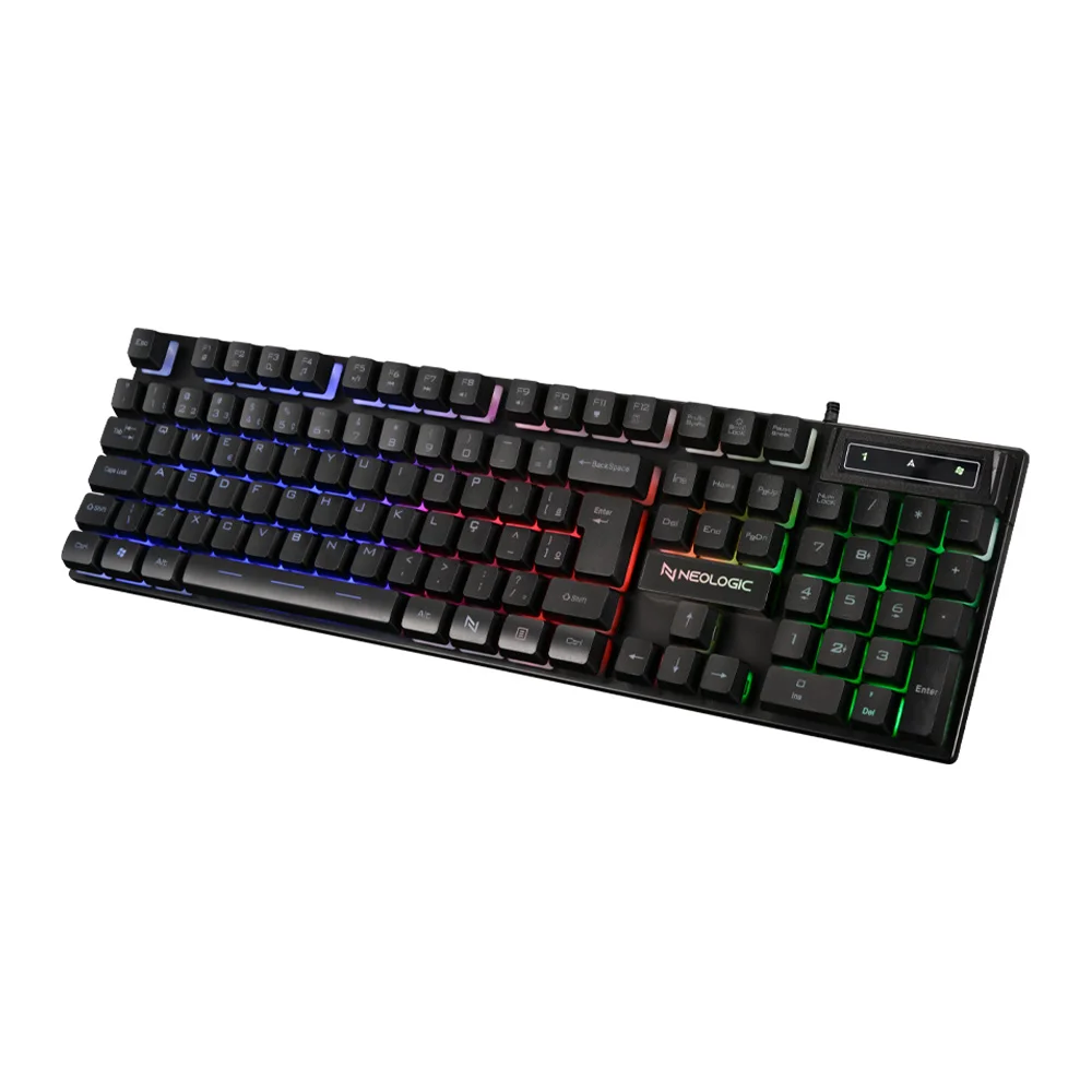 Imagem 2 de 4 do produto Teclado Semi Mecânico Gamer Neologic Infinite Play Black, Iluminação Rainbow, ABNT2