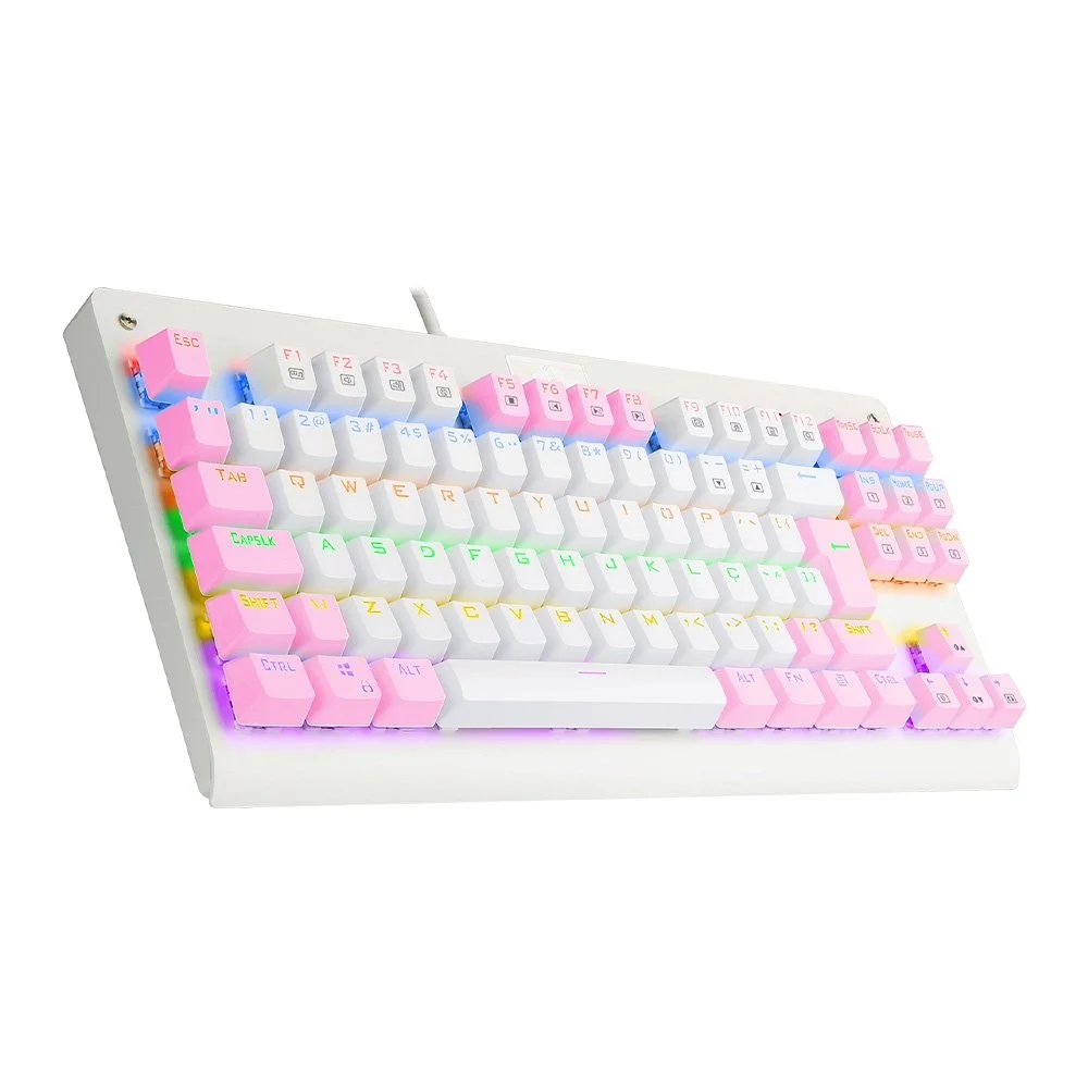 Teclado Mecânico Gamer Redragon Dark Avenger, Rainbow, Switch Blue, Abnt2, Tkl, Branco E Rosa - Branco - Unissex - Único Teclado Mecânico Gamer Redragon Dark Avenger, Rainbow, Switch Blue, Abnt2, Tkl, Branco E Rosa - Branco - Unissex - Único