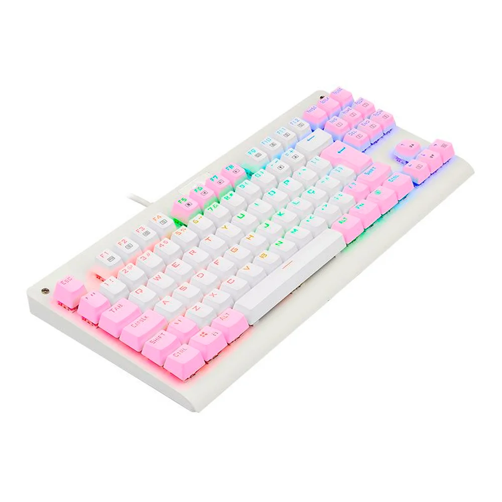 Teclado Mecânico Gamer Redragon Dark Avenger, Rainbow, Switch Blue, Abnt2, Tkl, Branco E Rosa - Branco - Unissex - Único Teclado Mecânico Gamer Redragon Dark Avenger, Rainbow, Switch Blue, Abnt2, Tkl, Branco E Rosa - Branco - Unissex - Único