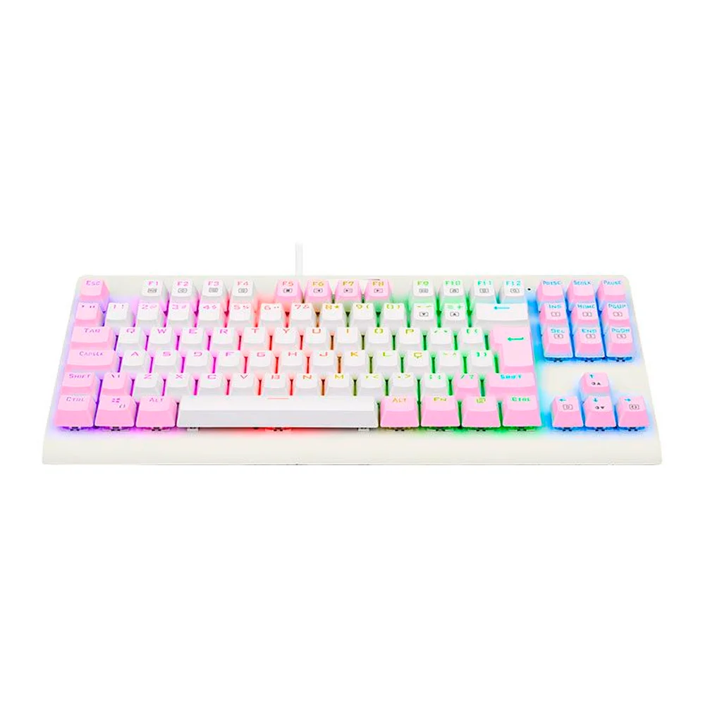 Teclado Mecânico Gamer Redragon Dark Avenger, Rainbow, Switch Blue, Abnt2, Tkl, Branco E Rosa - Branco - Unissex - Único Teclado Mecânico Gamer Redragon Dark Avenger, Rainbow, Switch Blue, Abnt2, Tkl, Branco E Rosa - Branco - Unissex - Único