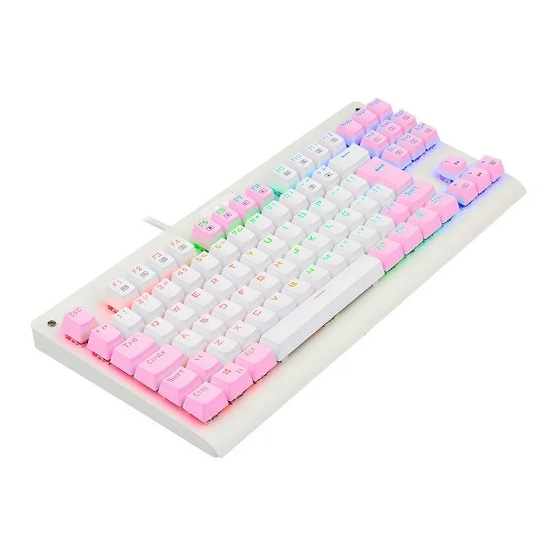 Teclado Mecânico Gamer Redragon Dark Avenger, RGB, Switch Blue, Abnt2, Tkl, Branco E Rosa - Branco - Unissex - Único