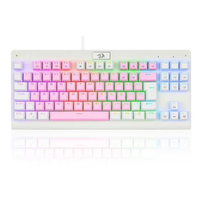 Teclado Mecânico Gamer Redragon Dark Avenger, RGB, Switch Blue, Abnt2, Tkl, Rosa E Branco - Rosa - Unissex - Único.