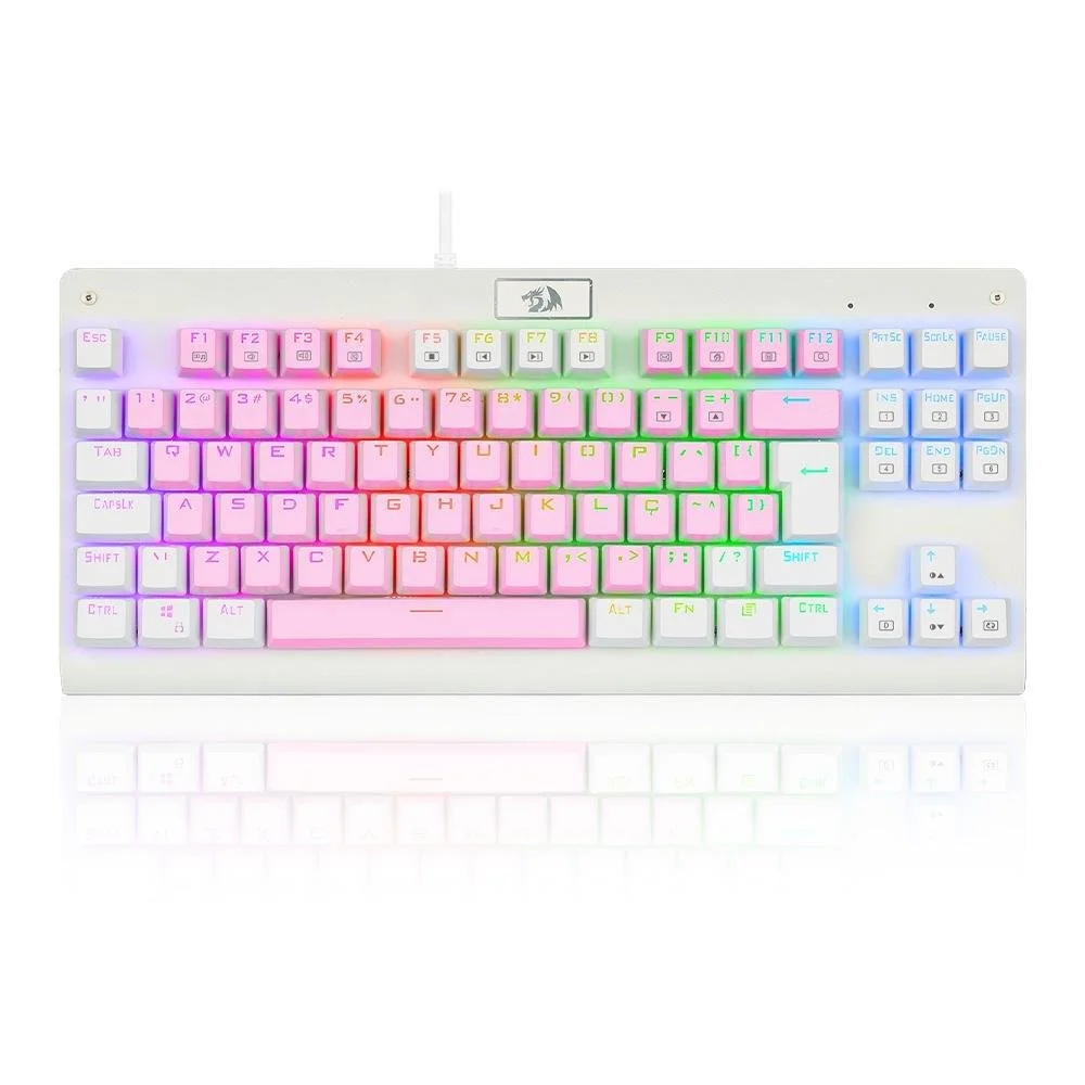 Teclado Mecânico Gamer Redragon Dark Avenger, RGB, Switch Blue, Abnt2, Tkl, Rosa E Branco - Rosa - Unissex - Único. Teclado Mecânico Gamer Redragon Dark Avenger, RGB, Switch Blue, Abnt2, Tkl, Rosa E Branco - Rosa - Unissex - Único.