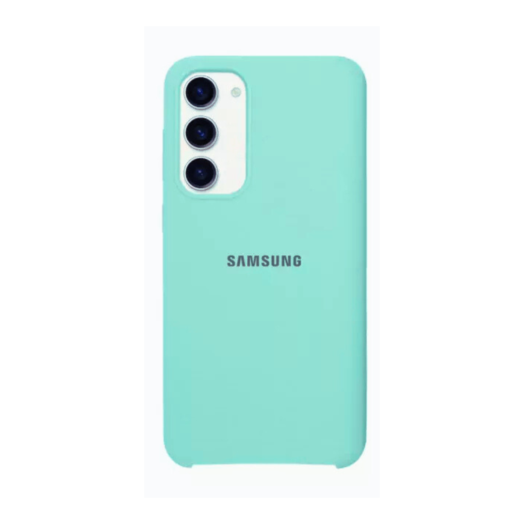 Capa Capinha Case Silicone Premium Aveludada Logo Samsung Galaxy Família S23 Plus Verde Água