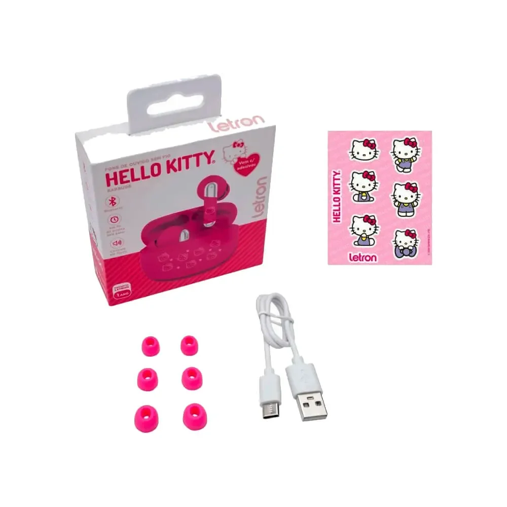 Imagem 2 de 5 do produto Fone De Ouvido Bluetooth Letron Hello Kitty Rosa