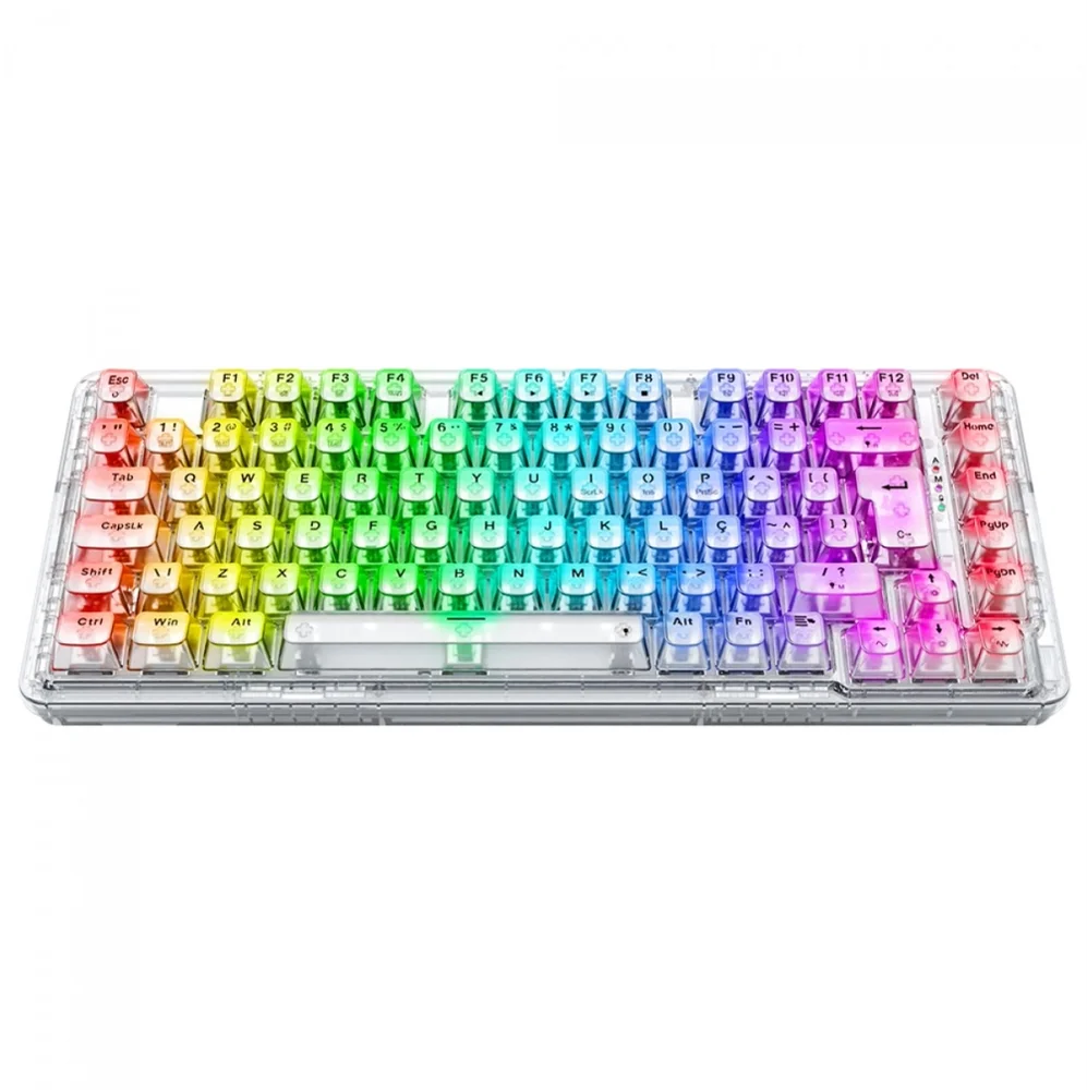 Teclado Gamer Mecânico Redragon Elf Pro, RGB, Wireless/bluetooth, Switch Crystal, Transparent - K649ct-RGB-pro Pt