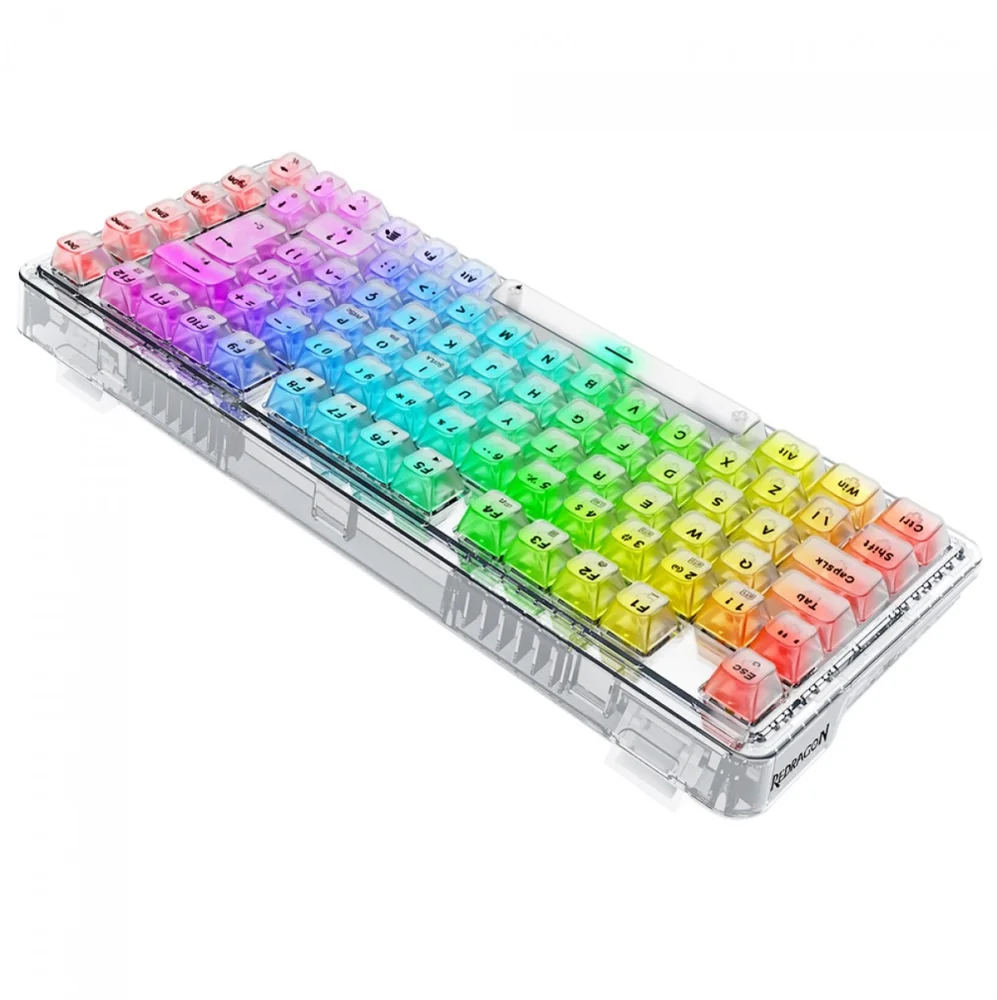 Teclado Gamer Mecânico Redragon Elf Pro, RGB, Wireless/bluetooth, Switch Crystal, Transparent - K649ct-RGB-pro Pt