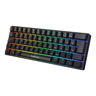 Teclado Gamer Mecânico Neologic Precision Pro Dark 60% RGB Hot Swap 61 Teclas Switch Blue Preto Cabo Tipo C - Prodrk-blue