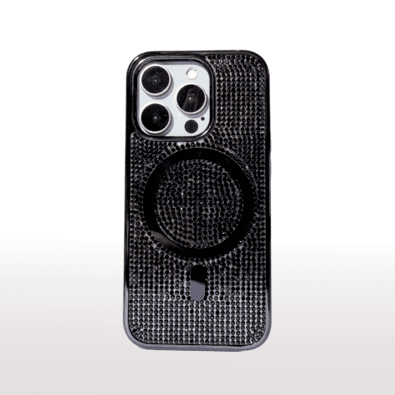 Capa Magsafe Galvanizada Com Diamante Compatível Iphone Cor:preto;modelo:ip 13 Promax