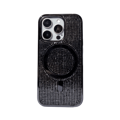 Capa Magsafe Galvanizada Com Diamante Compatível Iphone Cor:preto;modelo:ip 15 Promax