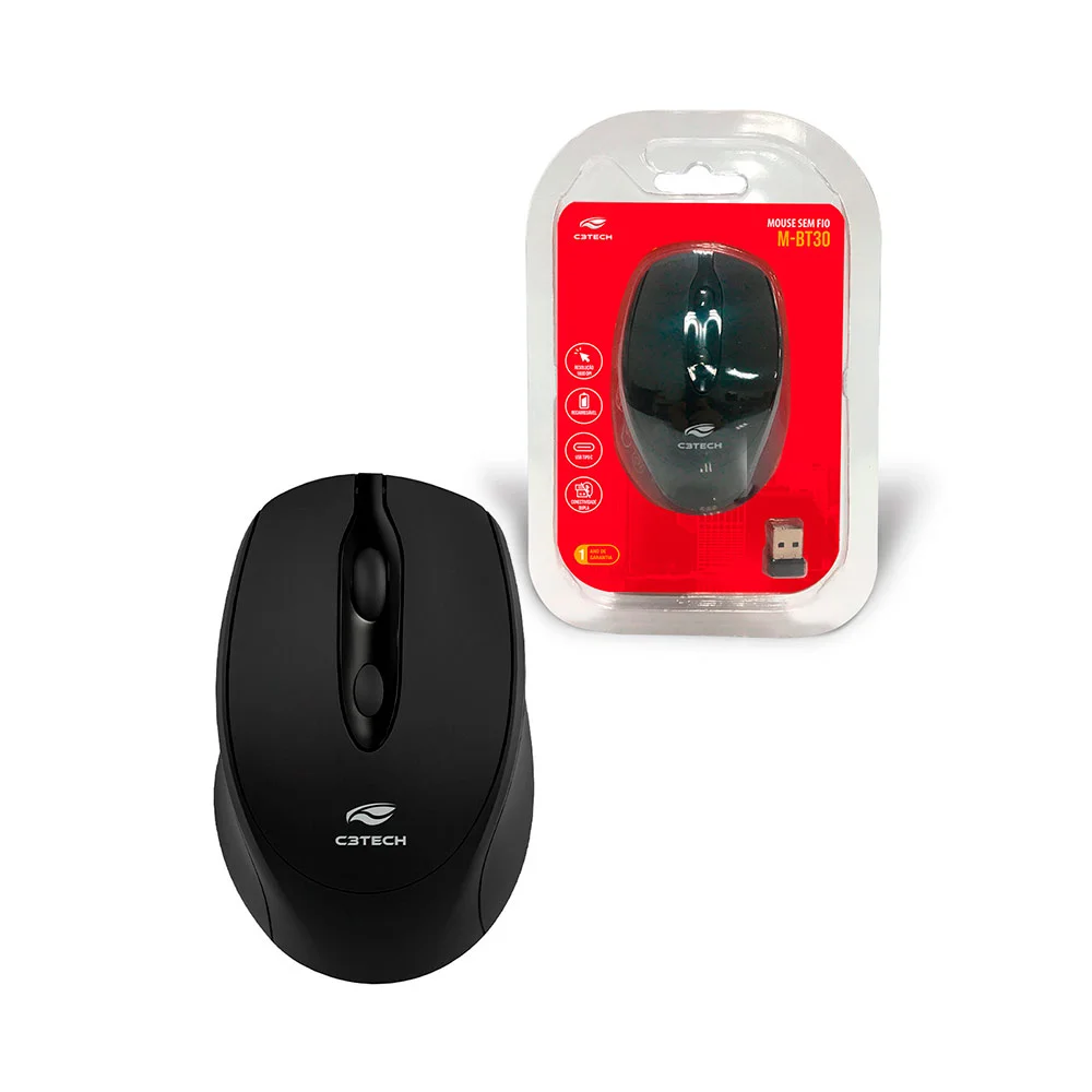Imagem 3 de 4 do produto Mouse C3tech M-bt30bk 4 Botões Wireless Bluetooth 1600dpi Preto