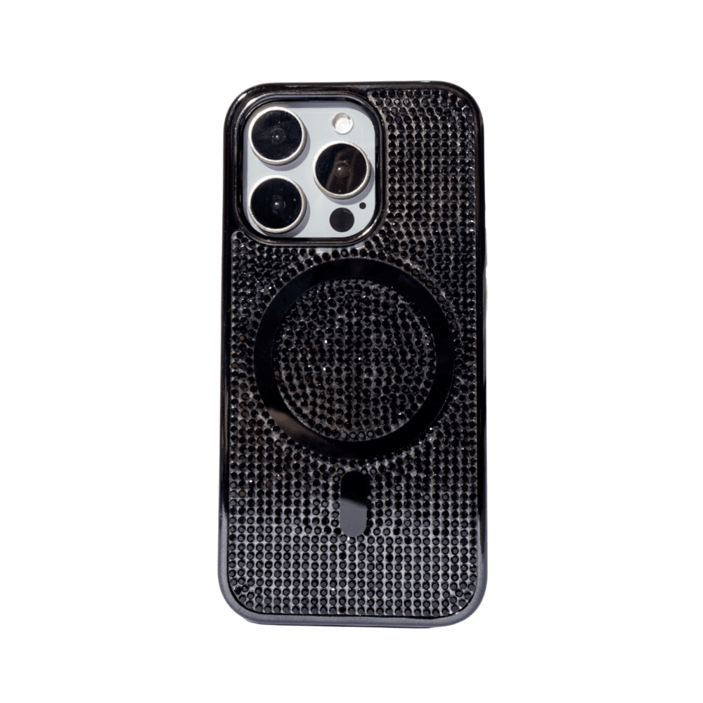 Imagem 1 de 1 do produto Capa Magsafe Galvanizada Com Diamante Compatível Iphone Cor:preto;modelo:ip 13
