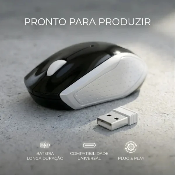 Imagem 4 de 5 do produto Mouse Sem Fio Hp 200 Sensor Óptico 1000 Dpi Ambidestro Conexão 2.4ghz Usb Portátil Com Pilhas Inclusas