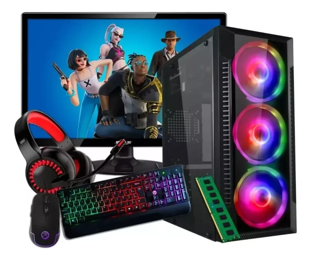 Computador PC Gamer I7 6ª 32gb Ram Ddr4 SSD 960gb Gt 730 4gb Monitor 20" - Preto