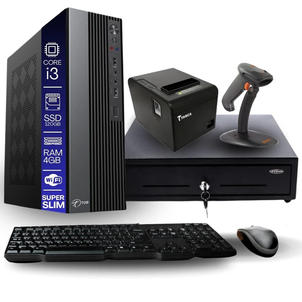 Kit Automação Pdv Tob Intel I3 4gb SSD 120GB Win10 Rede S/fio Teclado Mouse Gaveta Dinheiro Impressora Térmica Leitor Código De Barras. Kit Automação Pdv Tob Intel I3 4gb SSD 120GB Win10 Rede S/fio Teclado Mouse Gaveta Dinheiro Impressora Térmica Leitor Código De Barras.