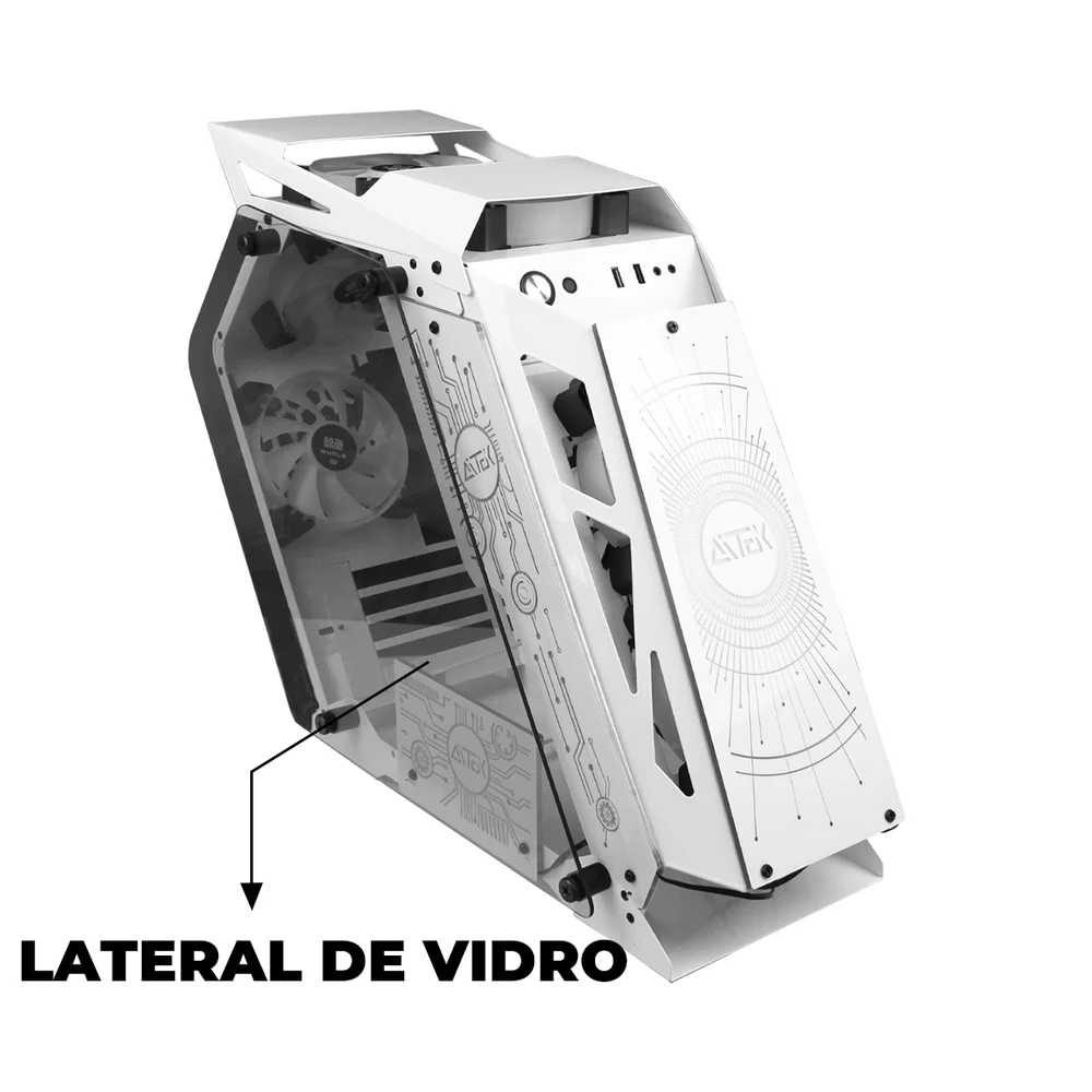 Imagem 2 de 5 do produto Gabinete Gamer Lateral Vidro Gaming Fans Ventoinha RGB Usb.