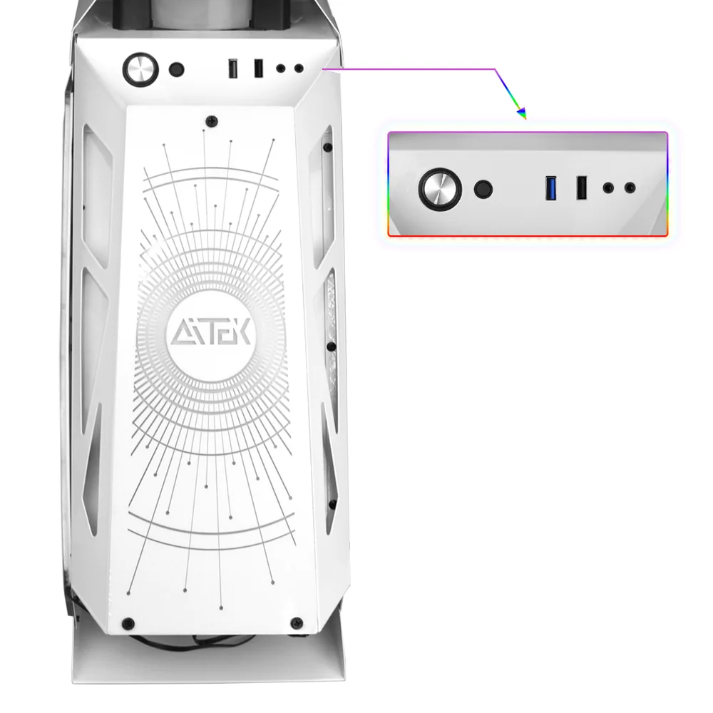 Imagem 3 de 5 do produto Gabinete Gamer Lateral Vidro Gaming Fans Ventoinha RGB Usb.