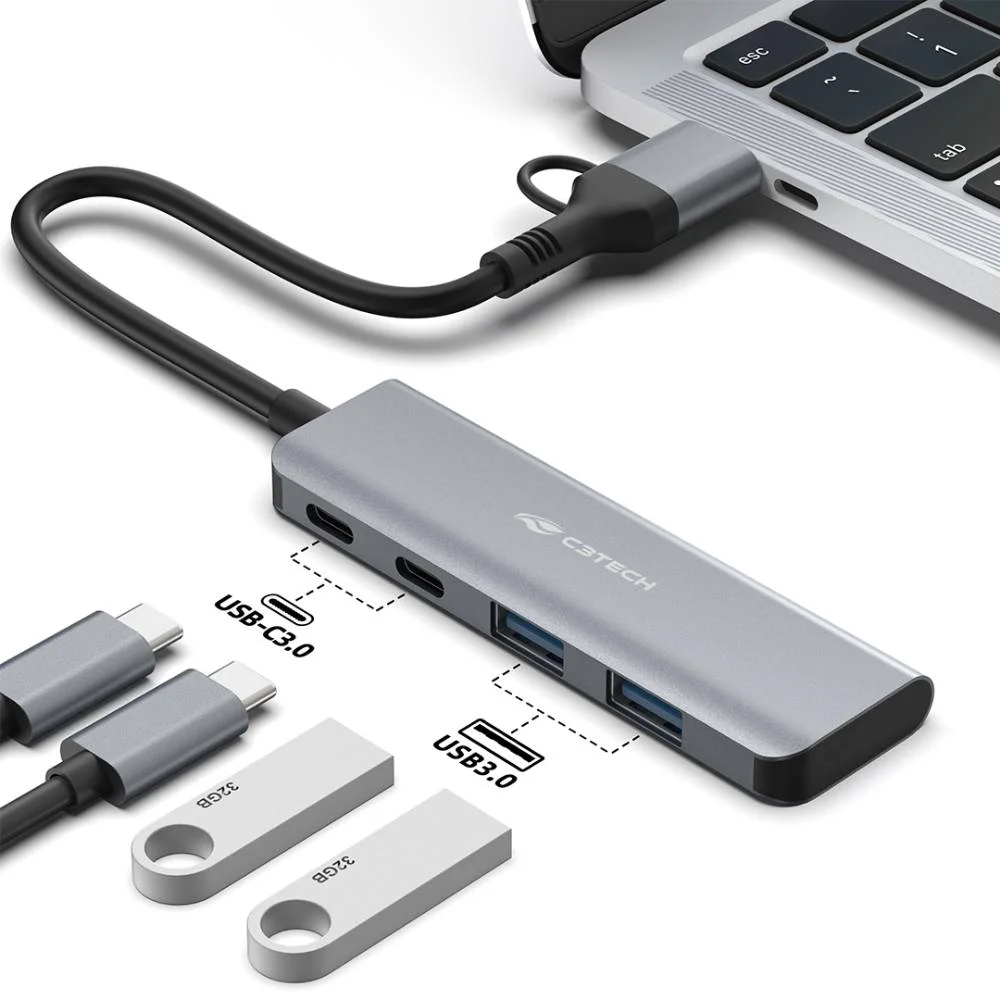Imagem 2 de 4 do produto Hub C3tech Usb-c Hu-c600gy 4 Portas Usb 3.0