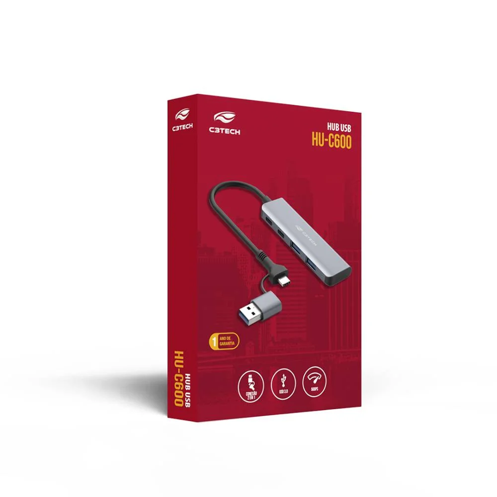 Imagem 3 de 4 do produto Hub C3tech Usb-c Hu-c600gy 4 Portas Usb 3.0