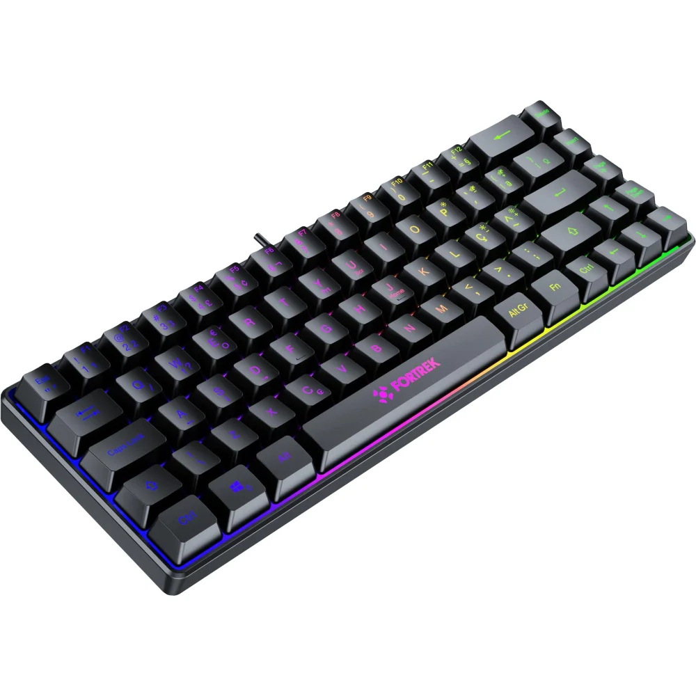 Imagem 2 de 5 do produto Teclado Gamer Fortrek Fearless 65 Compact Rainbow Membrana Abnt2 65% Preto