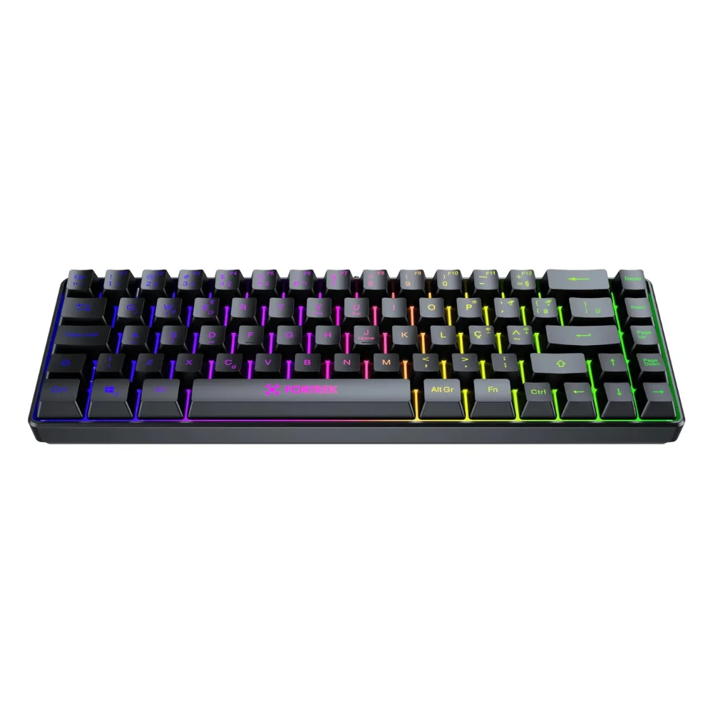 Imagem 3 de 5 do produto Teclado Gamer Fortrek Fearless 65 Compact Rainbow Membrana Abnt2 65% Preto