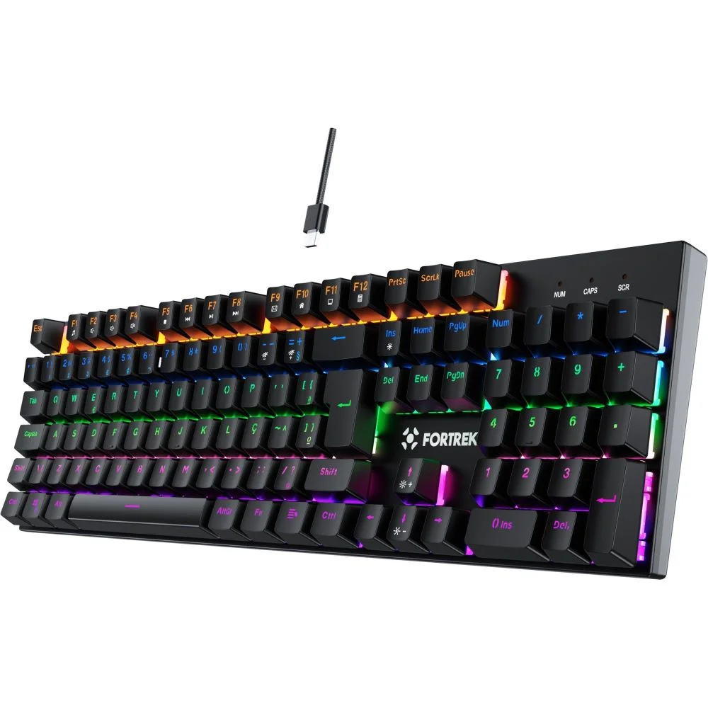 Imagem 3 de 5 do produto Teclado Mecanico Gamer Fortrek Gravity 100 Rainbow Switch Outemu Red Preto 84138