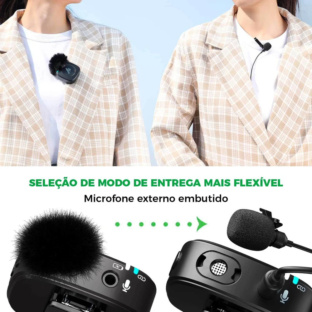 Imagem 4 de 5 do produto Microfone De Lapela S/ Fio P/ Celular E Câmera - Au-wm820-a1.