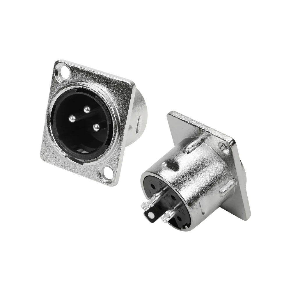 Imagem 2 de 2 do produto 10x Conector Xlr Cannon Macho Para Painel Linha Profissional - Metálico.