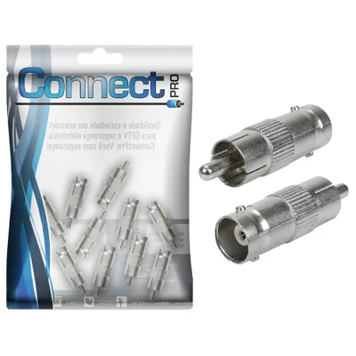 Kit 10 Conector Adaptador Bnc Macho Para Rca Fêmea - Cftv