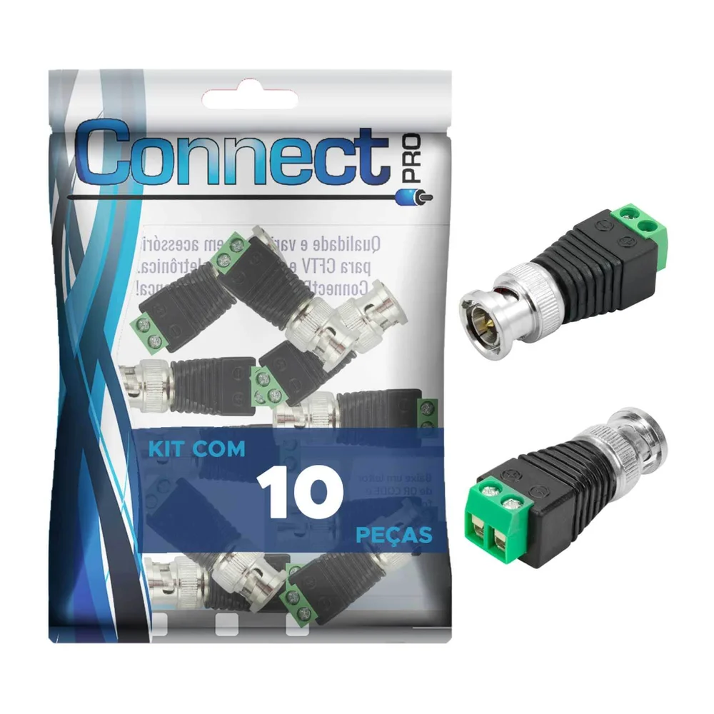 Imagem 3 de 3 do produto 10x Conector Bnc Macho Borne Parafuso P/ Câmera De Cftv
