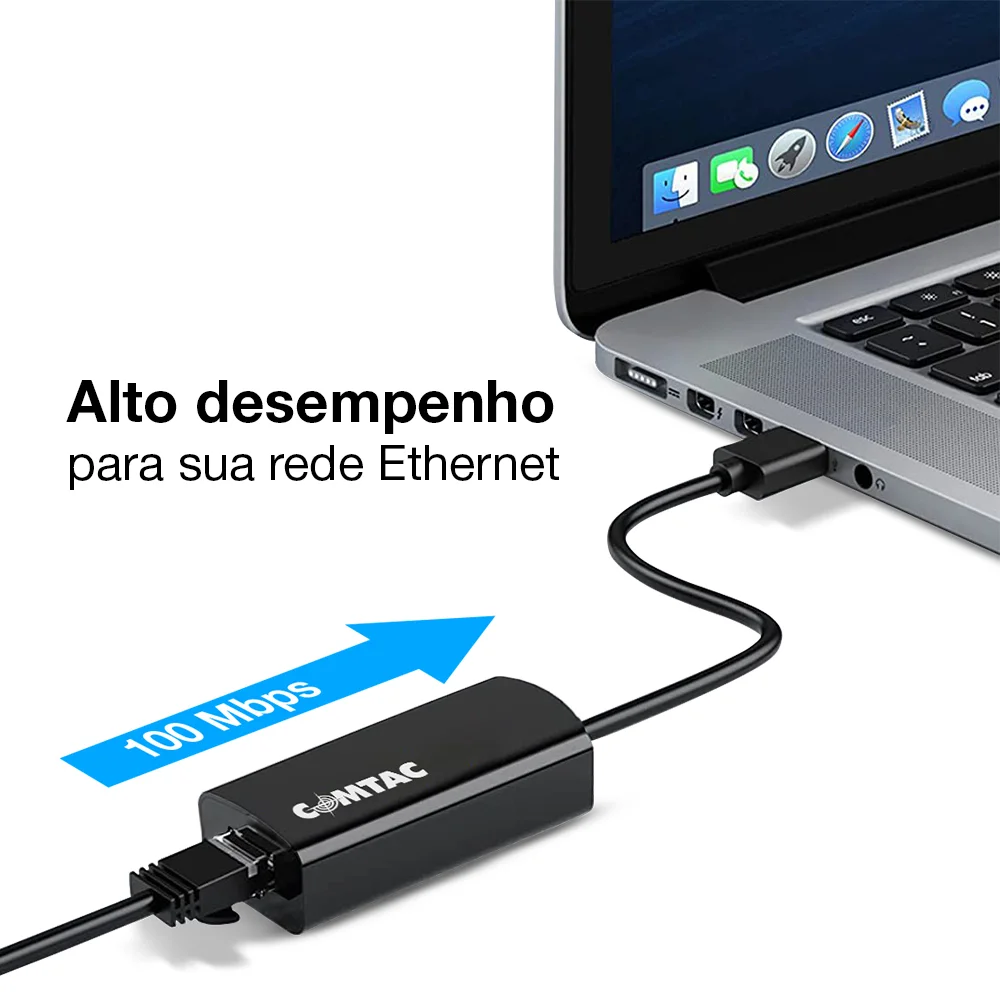 Imagem 5 de 5 do produto Adaptador Usb Para Rj45 - 100mbps - Comtac 9300.