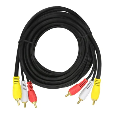 Cabo 3+3 Rca Áudio Vídeo Coaxial Reforçado 3 Metros Gold 24k.