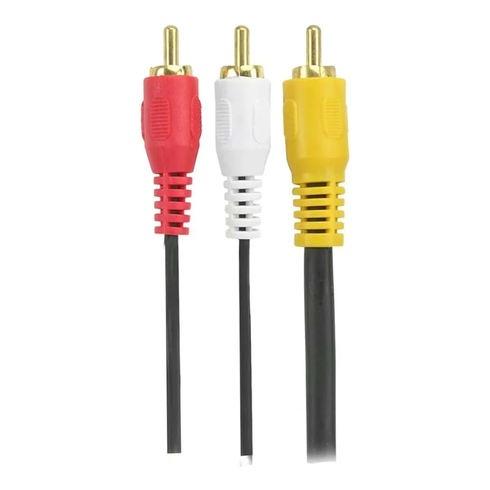 Imagem 2 de 4 do produto Cabo 3+3 Rca Áudio Vídeo Coaxial Reforçado 3 Metros Gold 24k.