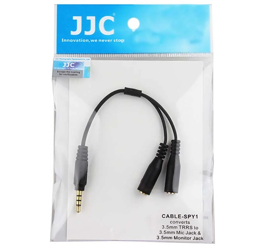 Imagem 4 de 5 do produto Cabo Splitter Adaptador De Áudio Jjc Spy1 (trrs Para Trs + Fone).