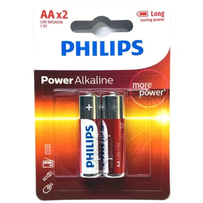 Pilha Alcalina Philips Aa Lr6p12s/59 - Cartela Com 2 Unidades.