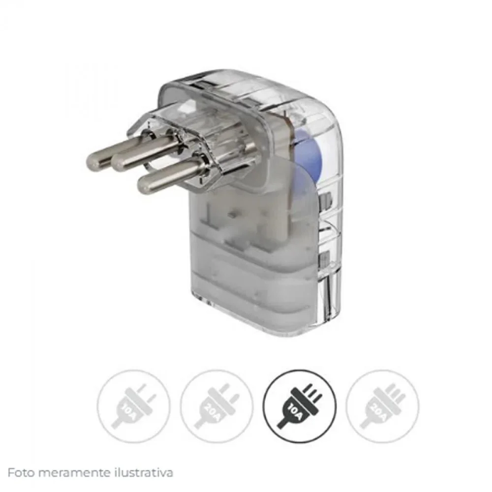 Imagem 5 de 5 do produto Protetor Clamper Pocket Fit 3p, 10 Amperes, Bivolt, Formato Fit 90º, Transparente