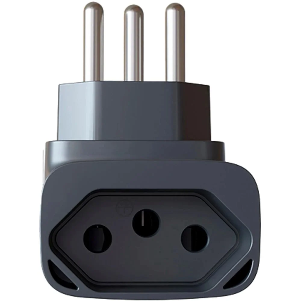 Imagem 2 de 5 do produto Protetor Clamper Pocket Fit 3p, 3 Pinos, 10 Amperes, Bivolt, Formato Fit 90º, Preto