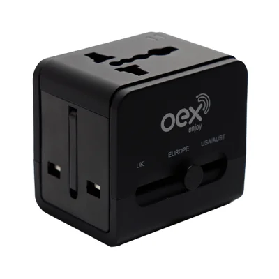 Conversor De Tomadas Universal Bivolt Cp101 Usb/usb-c 20w Preto Oex.