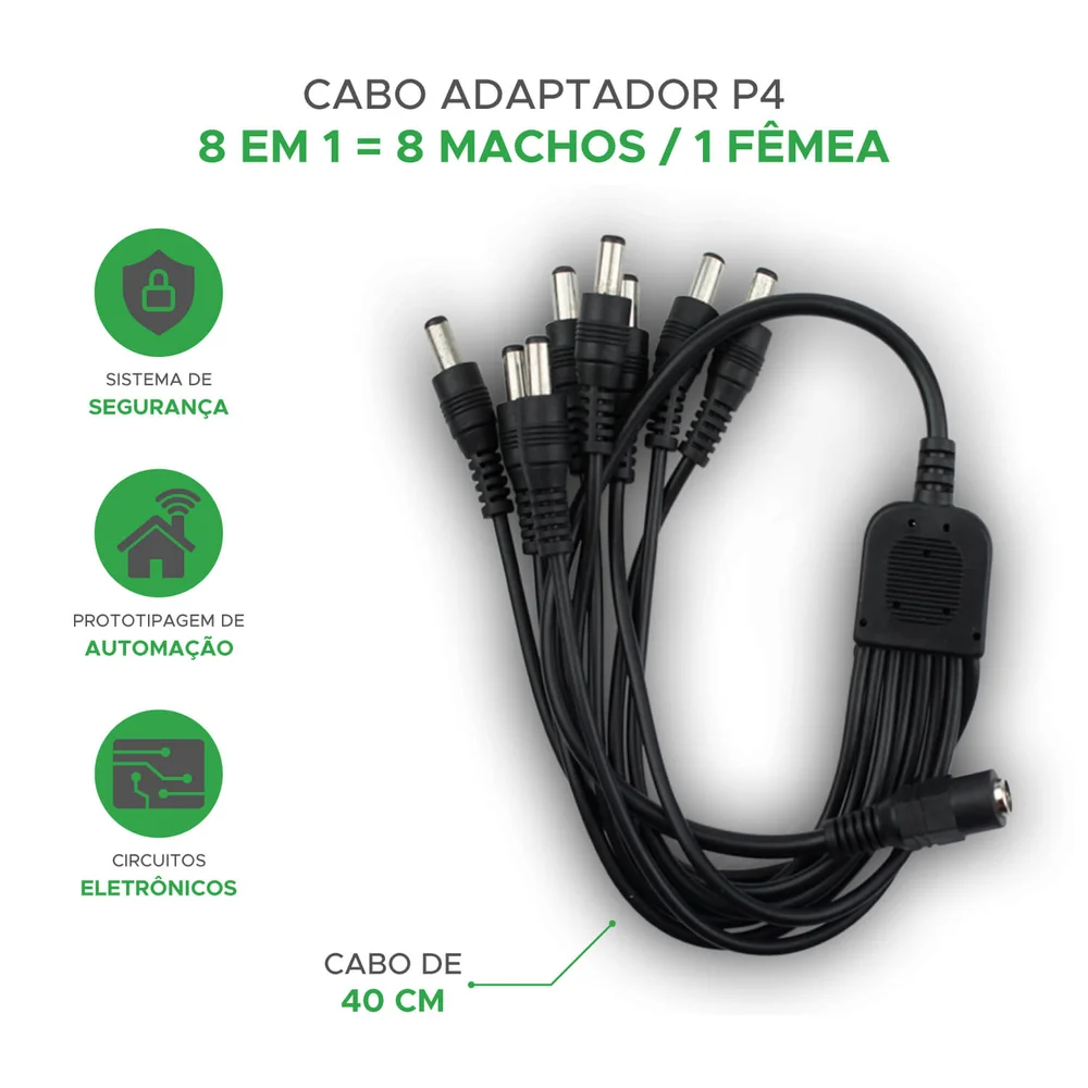 Imagem 2 de 4 do produto Cabo Adaptador Rabicho P4 8x1 1 Femea 8 Machos 40cm 018-9914 - Conector Pro