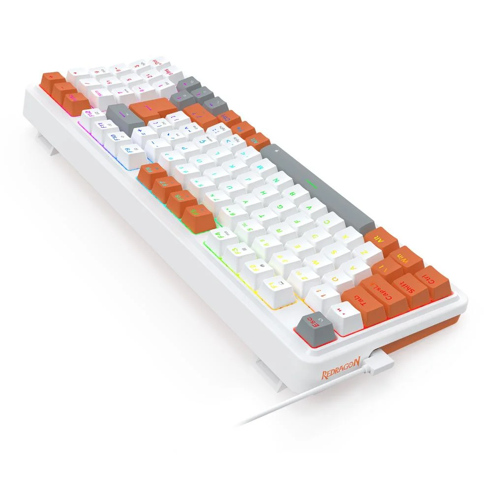 Imagem 3 de 5 do produto Teclado Redragon Gloria Branco Laranja RGB Abnt2 Switch Red