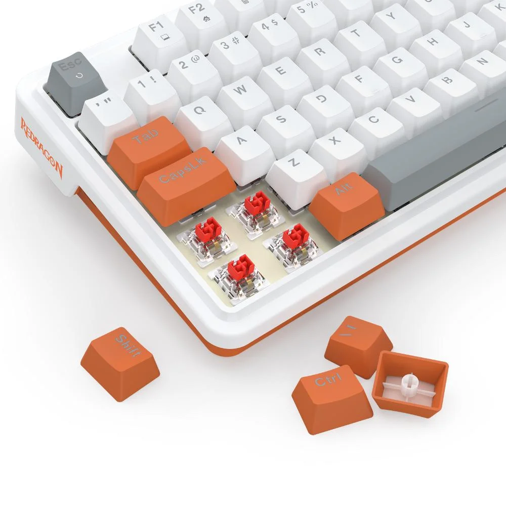 Imagem 5 de 5 do produto Teclado Redragon Gloria Branco Laranja RGB Abnt2 Switch Red