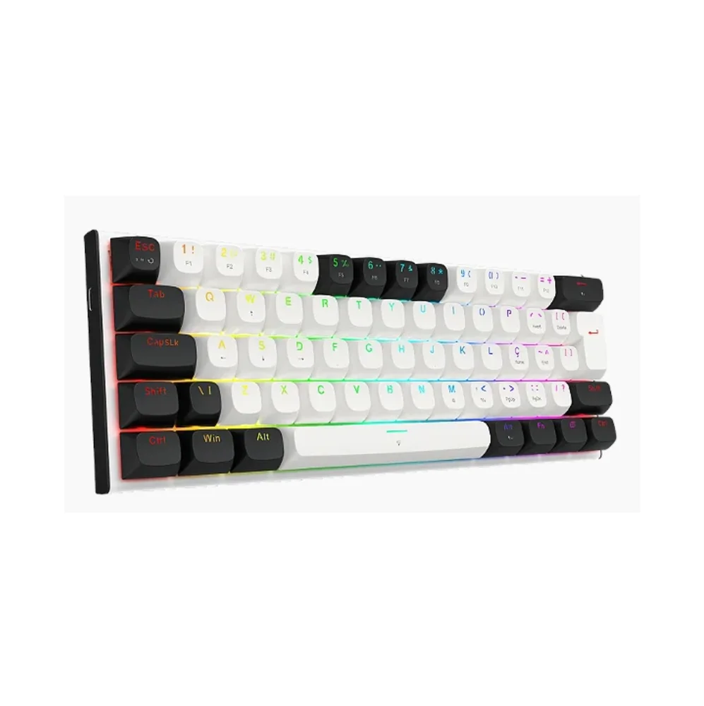 Imagem 2 de 5 do produto Teclado Gamer Redragon Fidd, RGB, Switch Pink, Black/white - K683bw-RGB Pt