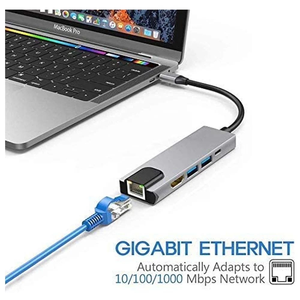 Imagem 3 de 5 do produto Hub, Adaptador Usb C Para Usb, Hub Usb C 5 Em 1 Gigabit.