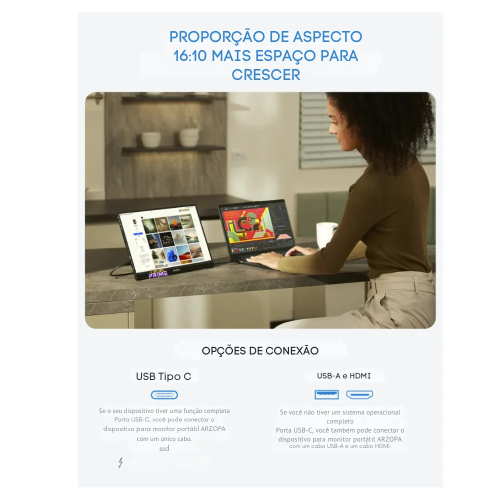Monitor Portátil Gamer Arzopa Z1rc 16" 2.5k Qhd 500nits Ips 60hz Mini HDMI Usb-c - Z1rc Monitor Portátil Gamer Arzopa Z1rc 16" 2.5k Qhd 500nits Ips 60hz Mini HDMI Usb-c - Z1rc