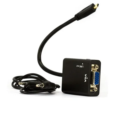 Conversor Micro HDMI X Vga C/ Audio E Cabo De 20cm