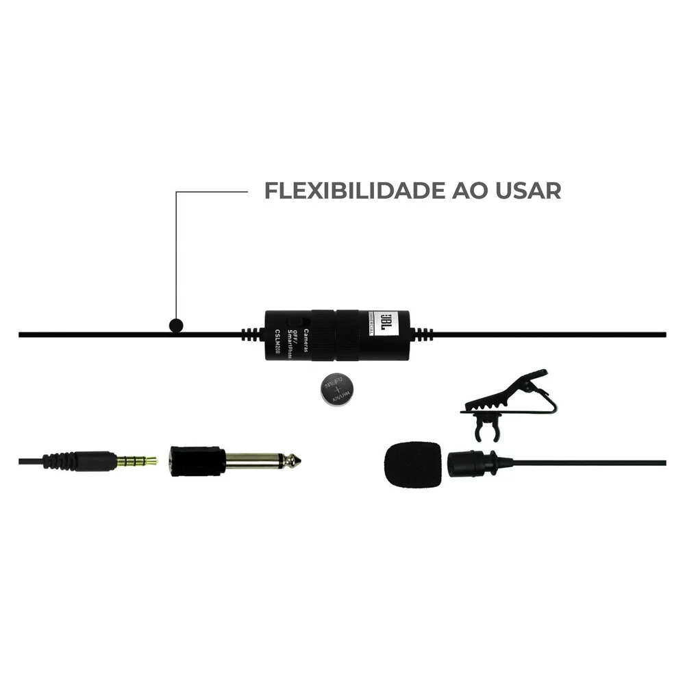 Imagem 3 de 5 do produto Microfone de Lapela JBL, Omnidirecional, Conector TRRS, 3.5mm - CSLM20B.
