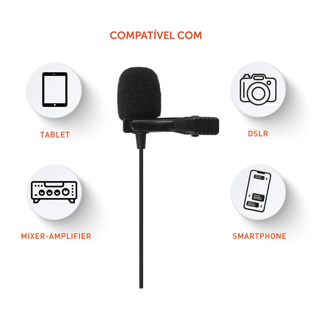 Imagem 4 de 5 do produto Microfone de Lapela JBL, Omnidirecional, Conector TRRS, 3.5mm - CSLM20B.