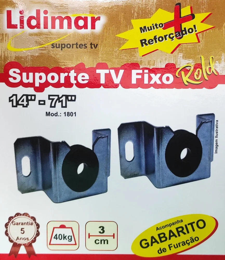Imagem 2 de 4 do produto Suporte Para Tv Fixo Rold Universal 14 À 71 Lidimar 1801 Cor:Preto