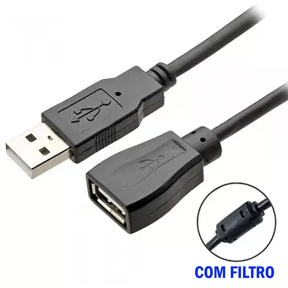 Imagem 2 de 4 do produto Cabo Extensão Usb 2.0 Com Filtro Macho X Fêmea De 1,5 Mts