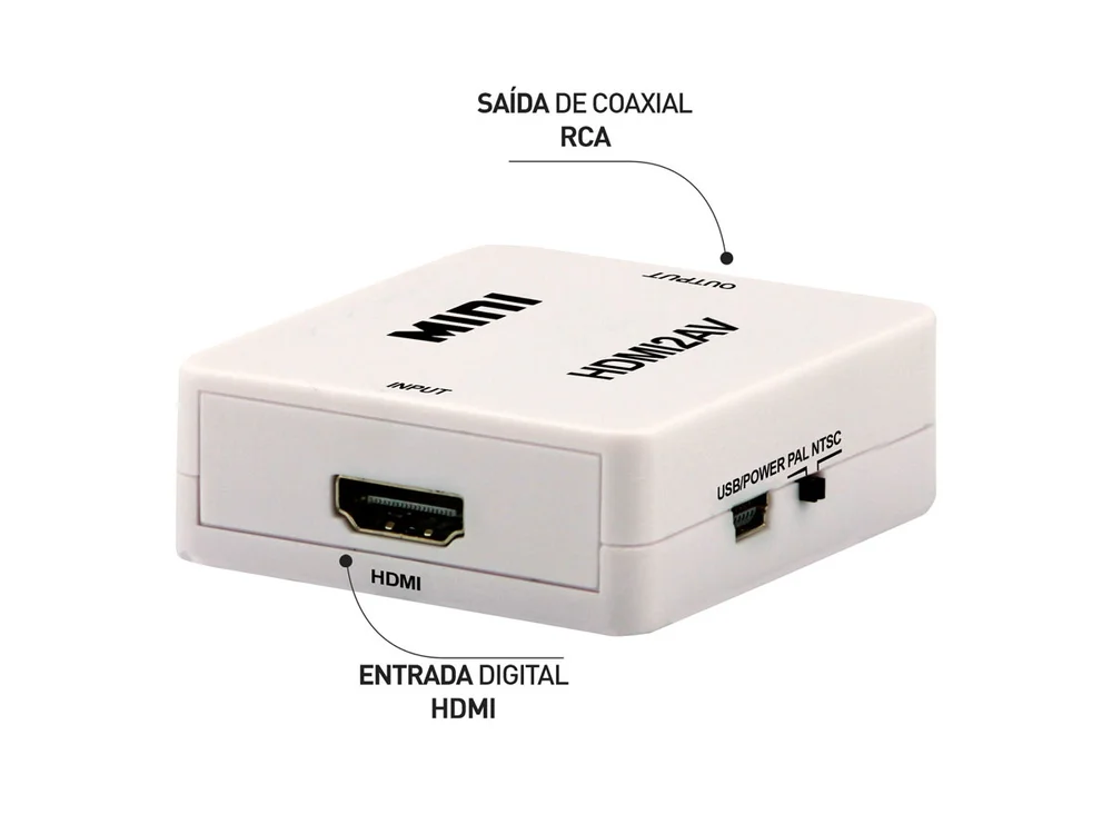 Imagem 3 de 5 do produto Mini Conversor HDMI Para Rca Av Vídeo Composto